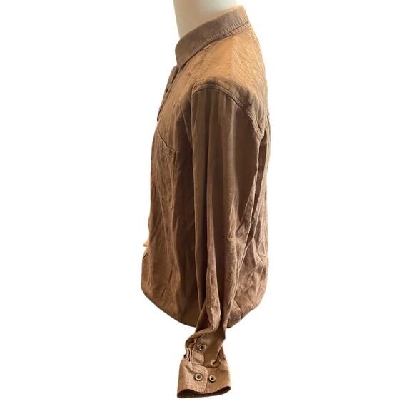 Territory Ahead Brown Textured Cotton Long Sleeve Button Front Shirt Men’s M - Picture 3 of 8